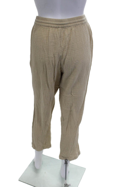 J Crew Women Beige Cropped Jogger Pants Cotton Drawstring Size S