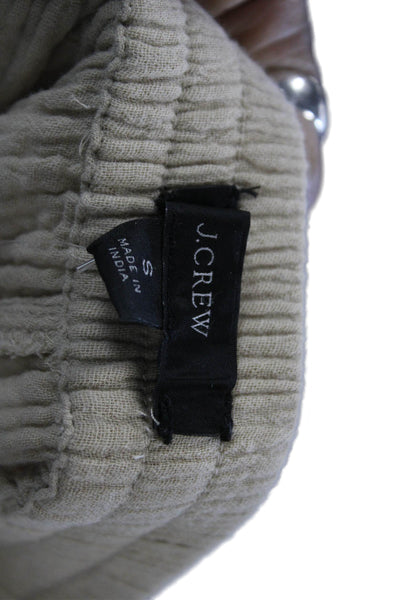 J Crew Women Beige Cropped Jogger Pants Cotton Drawstring Size S