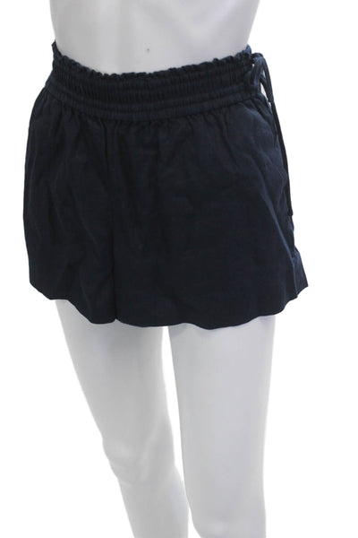 J Crew Unisex Dark Blue Linen Beach Drawstring Shorts Size S