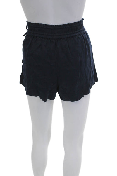 J Crew Unisex Dark Blue Linen Beach Drawstring Shorts Size S