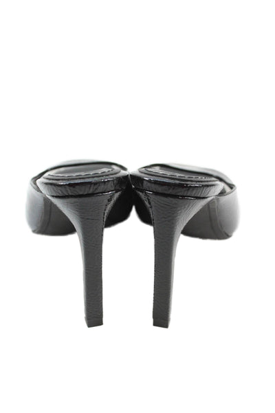DKNY Women's Open Toe Heel Patent Leather Sandals Black Size 6.5