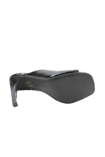 DKNY Women's Open Toe Heel Patent Leather Sandals Black Size 6.5