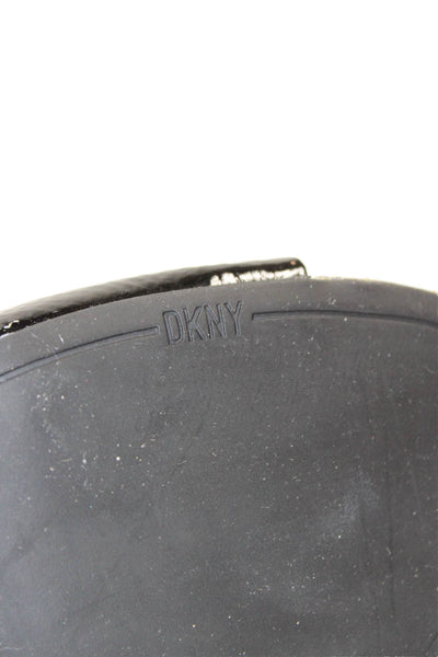 DKNY Women's Open Toe Heel Patent Leather Sandals Black Size 6.5