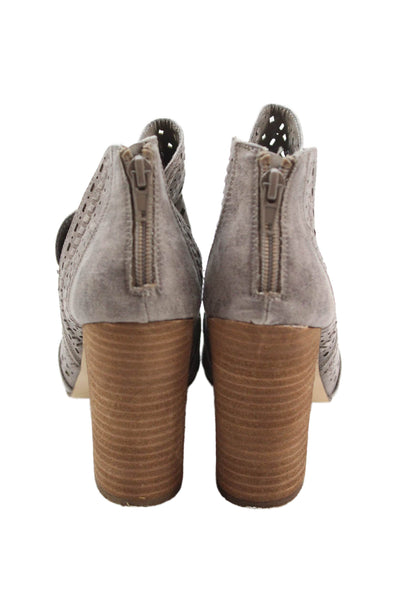 Carlos by Carlos Santana Women's Open Toe Block Heel Ankle Boots Gray Size 7