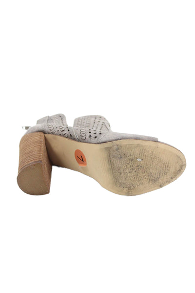 Carlos by Carlos Santana Women's Open Toe Block Heel Ankle Boots Gray Size 7