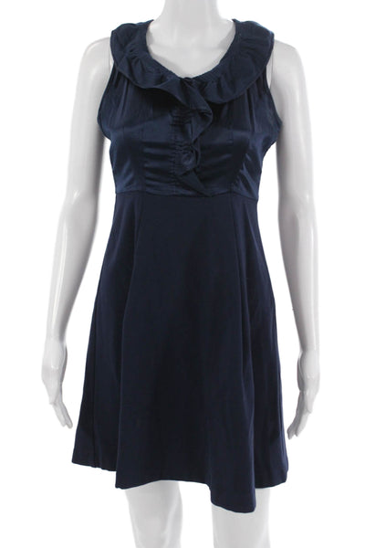 Theory Womens A-Line Tank Dress Dark Blue Sleeveless Zip Solid Size 0