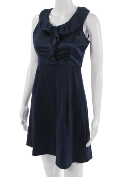 Theory Womens A-Line Tank Dress Dark Blue Sleeveless Zip Solid Size 0