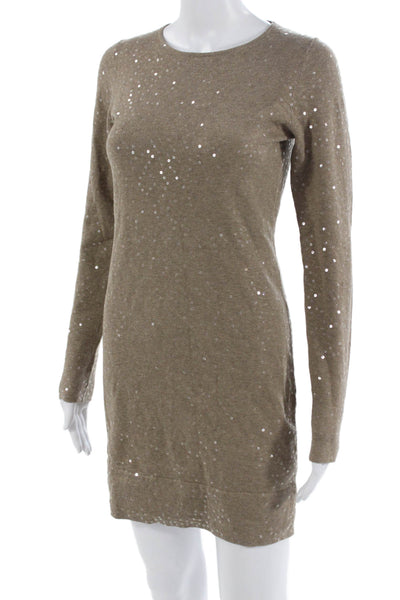 Minnie Rose Women Sweater Dress Brown Long Sleeve Size S