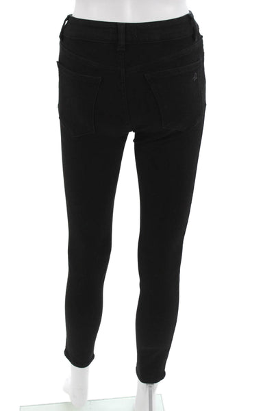 DL 1961 Women Skinny Ankle Jeans Black Mid Rise Button Size 25