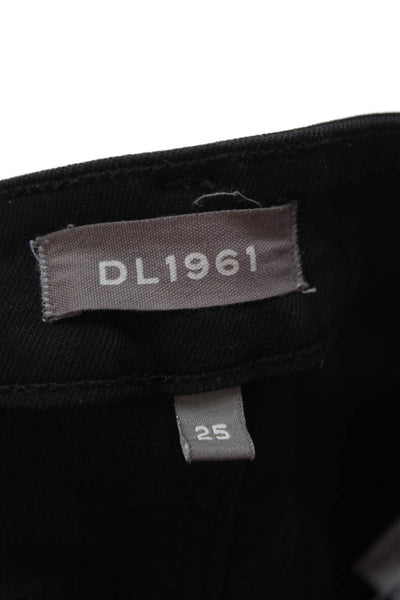 DL 1961 Women Skinny Ankle Jeans Black Mid Rise Button Size 25