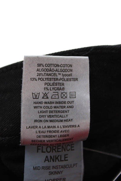 DL 1961 Women Skinny Ankle Jeans Black Mid Rise Button Size 25