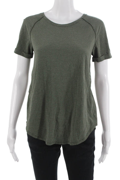 Lululemon Women Basic Green Geometric Short Sleeve T-Shirt Crew Neck Size 4