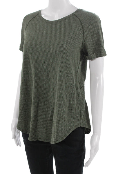 Lululemon Women Basic Green Geometric Short Sleeve T-Shirt Crew Neck Size 4