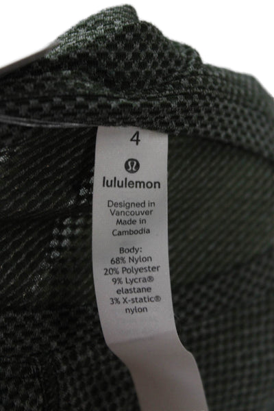 Lululemon Women Basic Green Geometric Short Sleeve T-Shirt Crew Neck Size 4