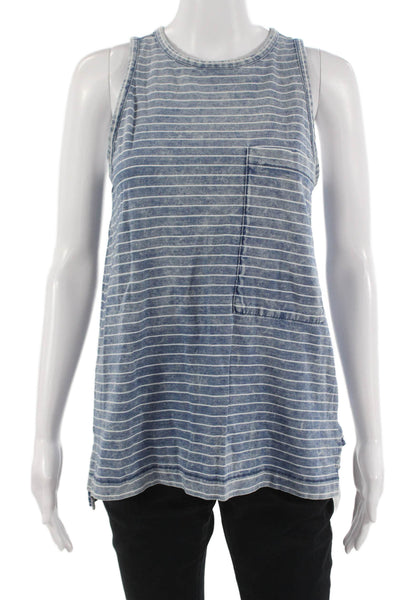 Rag & Bone Jean Womens Blue Striped Crew Neck Tank 100% Cotton Size S