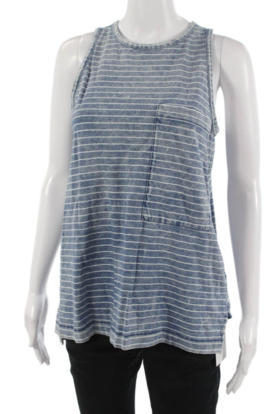 Rag & Bone Jean Womens Blue Striped Crew Neck Tank 100% Cotton Size S