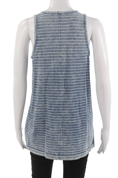 Rag & Bone Jean Womens Blue Striped Crew Neck Tank 100% Cotton Size S