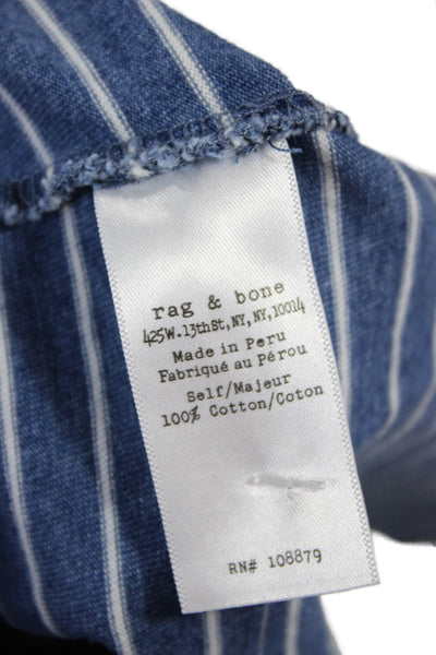 Rag & Bone Jean Womens Blue Striped Crew Neck Tank 100% Cotton Size S