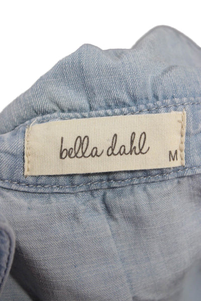 Bella Dahl Women Collared Sleeveless Button-Up Tank Top Light Blue Size M