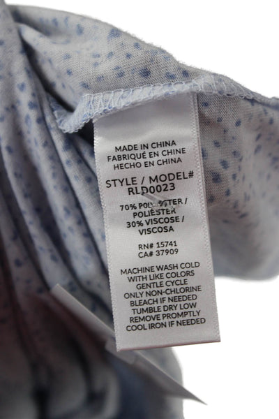 Splendid Women Polka Dot Round Neck Long Sleeve T Shirt Light Blue Size L