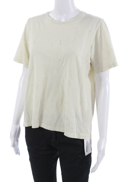 Monrow Unisex Beige 100% Cotton Crew Neck Short Sleeve T-Shirt Grunge Size S