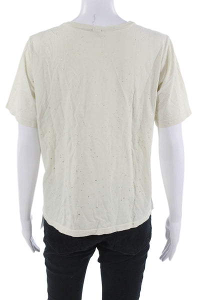 Monrow Unisex Beige 100% Cotton Crew Neck Short Sleeve T-Shirt Grunge Size S