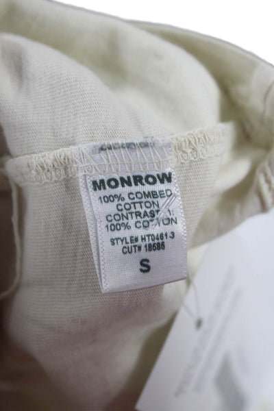 Monrow Unisex Beige 100% Cotton Crew Neck Short Sleeve T-Shirt Grunge Size S