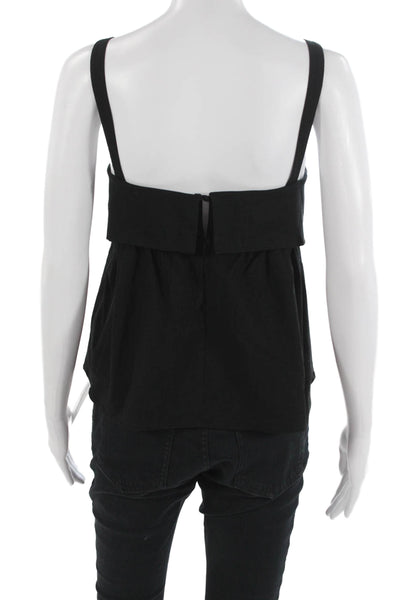 Maeve Anthropologie Womens Cropped Tank Black Square Neck Size M