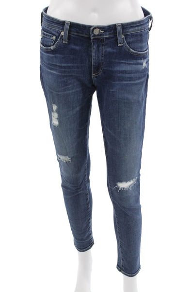 AG Adriano Goldschmied Womens Ankle Skinny Jeans Dark Blue Size 29