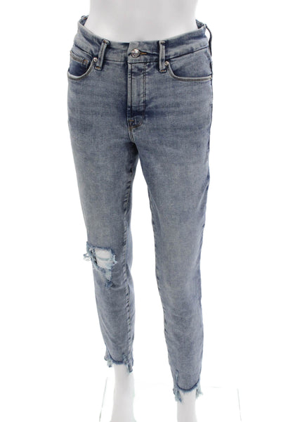 Good American Womens Skinny Ankle Cropped Jeans Light Blue Size 6