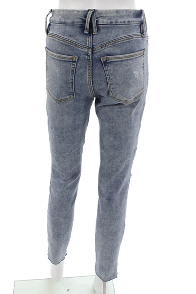 Good American Womens Skinny Ankle Cropped Jeans Light Blue Size 6