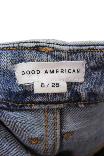 Good American Womens Skinny Ankle Cropped Jeans Light Blue Size 6