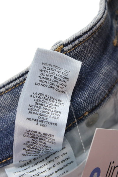 Good American Womens Skinny Ankle Cropped Jeans Light Blue Size 6