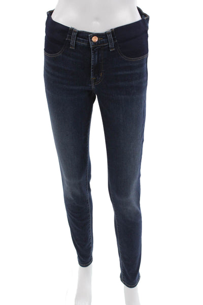 J Brand Womens Skinny Jeans Dark Blue Maternity Mid Rise Size 27