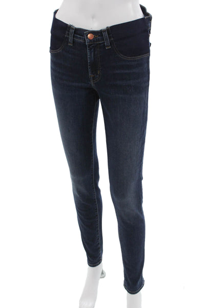 J Brand Womens Skinny Jeans Dark Blue Maternity Mid Rise Size 27