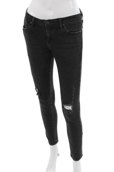 AG Adriano Goldschmied Women Black Ankle Skinny Jeans Size 28