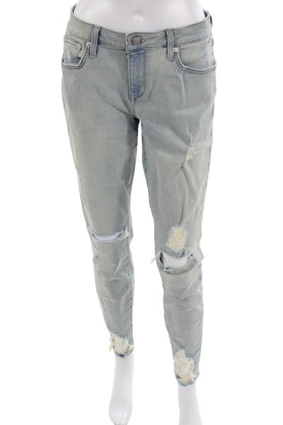 Lovers + Friends Womens Boyfriend Jeans Gray Mid Rise Button 28 Inseam Size 30