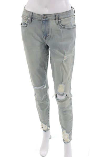 Lovers + Friends Womens Boyfriend Jeans Gray Mid Rise Button 28 Inseam Size 30