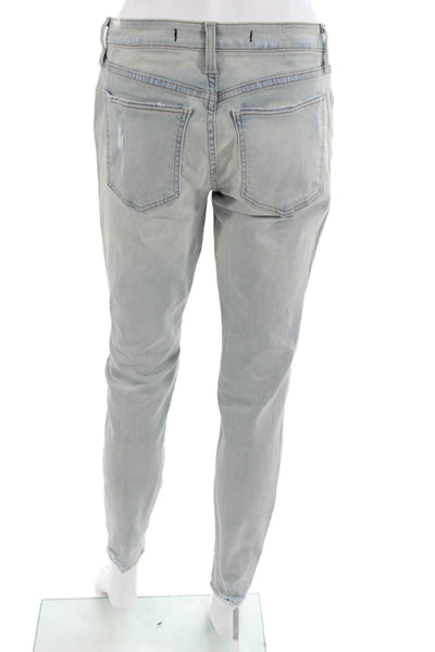 Lovers + Friends Womens Boyfriend Jeans Gray Mid Rise Button 28 Inseam Size 30