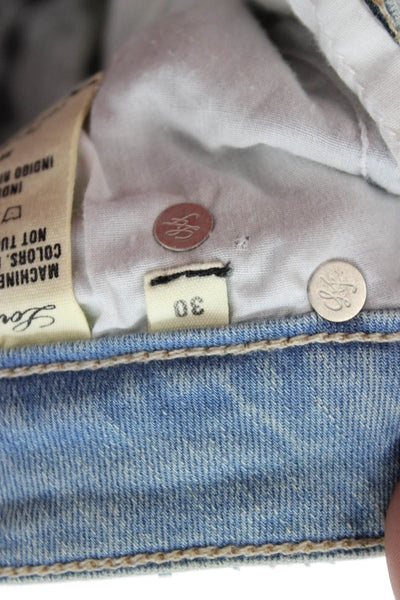 Lovers + Friends Womens Boyfriend Jeans Gray Mid Rise Button 28 Inseam Size 30