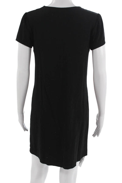Susana Monaco Women Shift T-Shirt Dress Black Crew Neck Short Sleeve Size M