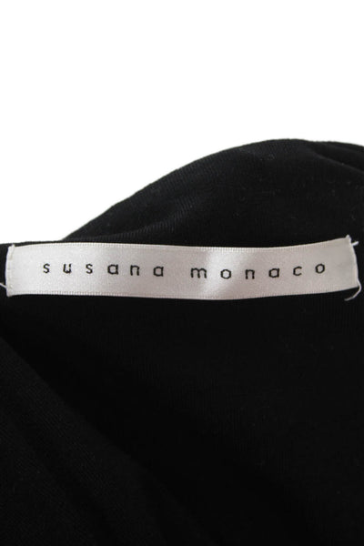 Susana Monaco Women Shift T-Shirt Dress Black Crew Neck Short Sleeve Size M