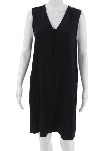 Vince Women Black Shift Tank Dress V Neck Sleeveless Size M