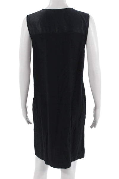 Vince Women Black Shift Tank Dress V Neck Sleeveless Size M