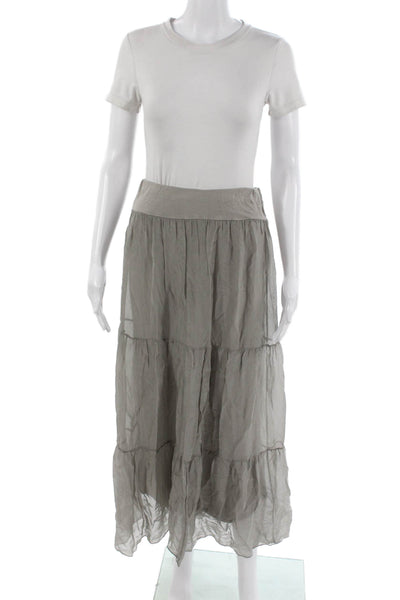 Meo Meli Womens Maxi Peasant Skirt Gray 70% Seta 30% Viscosa Size S