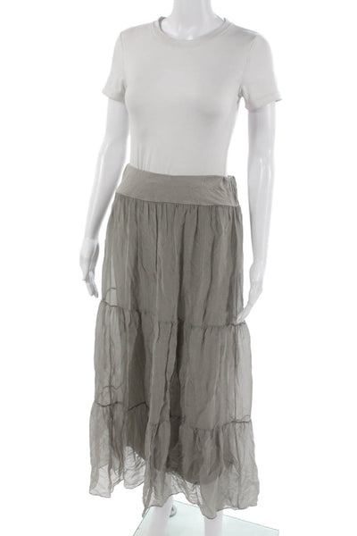 Meo Meli Womens Maxi Peasant Skirt Gray 70% Seta 30% Viscosa Size S