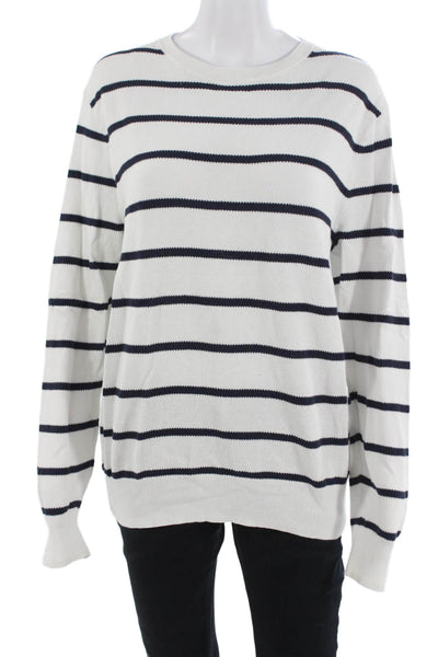 J Crew Mens Pullover Crew Neck Striped Cotton Long Sleeve Classic Size M