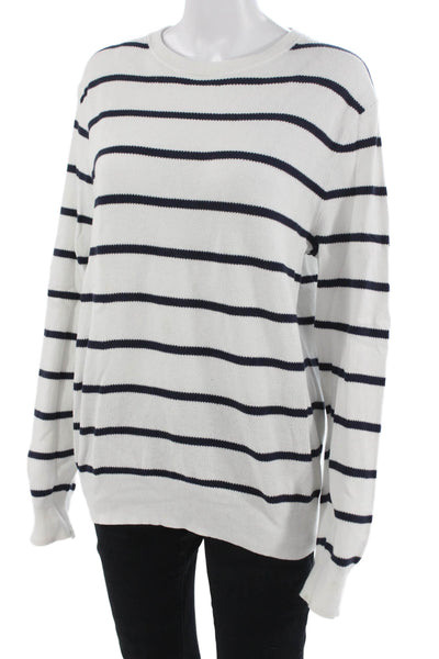 J Crew Mens Pullover Crew Neck Striped Cotton Long Sleeve Classic Size M