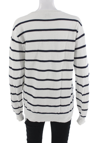 J Crew Mens Pullover Crew Neck Striped Cotton Long Sleeve Classic Size M
