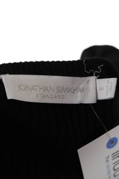 Jonathan Simkhai Unisex Pullover Sweater Black Crew Neck Long Sleeve Size S